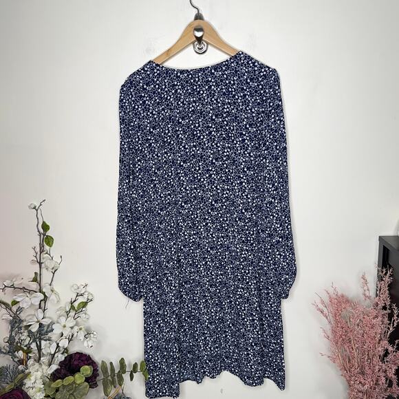 BODEN V-Neck Tea Dress French Navy Blue Floral Pebble {HH11} - Picture 3 of 5